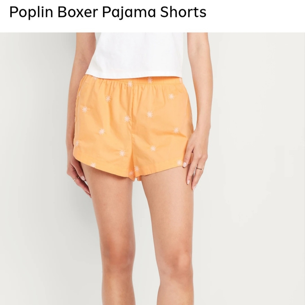 Old Navy Orange Poplin Pajama Shorts Relaxed Fit